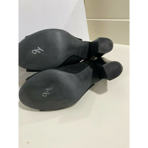 Tahari Margaret 2 black suede cut out peep toe sling back block heels 8m - Picture 6 of 6